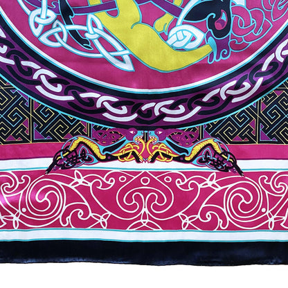 Celtic Elegance Silk Scarf -  Cerise Pink & Lime