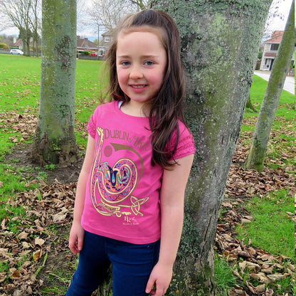 Book of Kells Celtic Swirl Frill T-shirt Pink