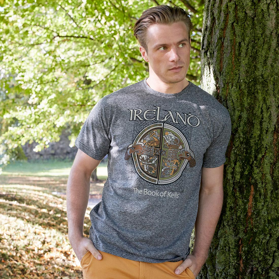 Book of Kells Celtic T-shirt Grey Grindle Ireland