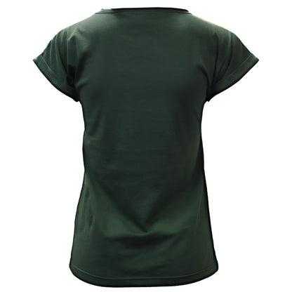 Book of Kells Ladies T-shirt Bottle Green Ireland Rose Gold