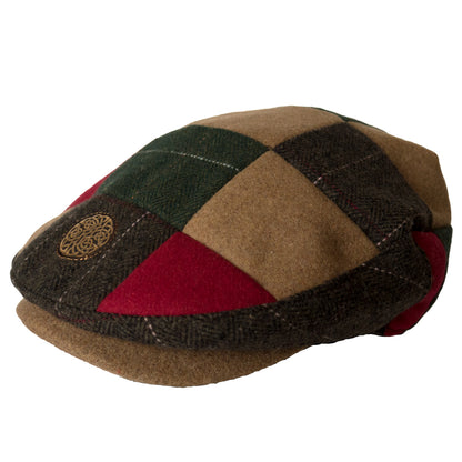 Book of Kells Camel Multi Patch Kids Flat Cap Brown, Red and Green