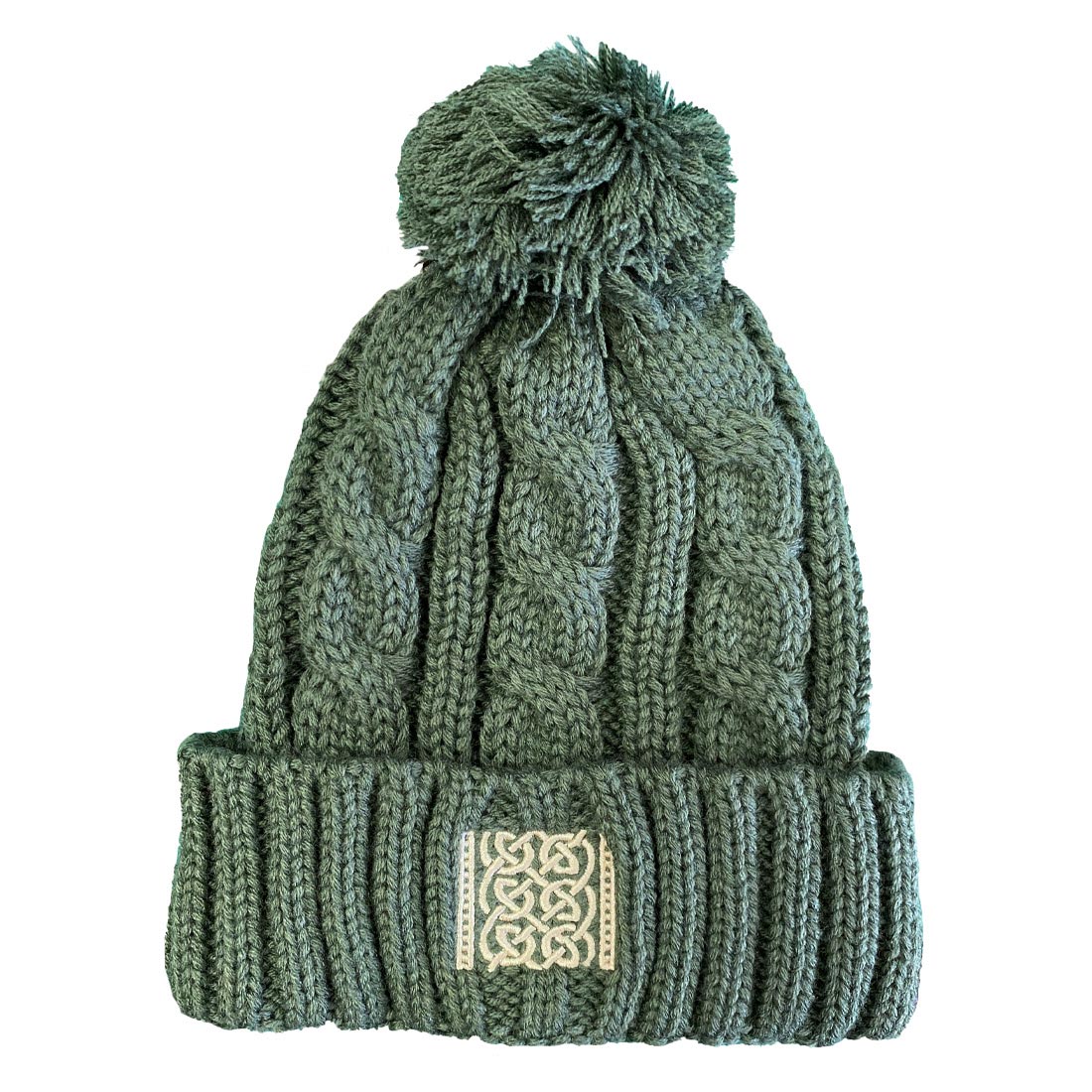 Celtic Knot Thyme Green Bobble Hat