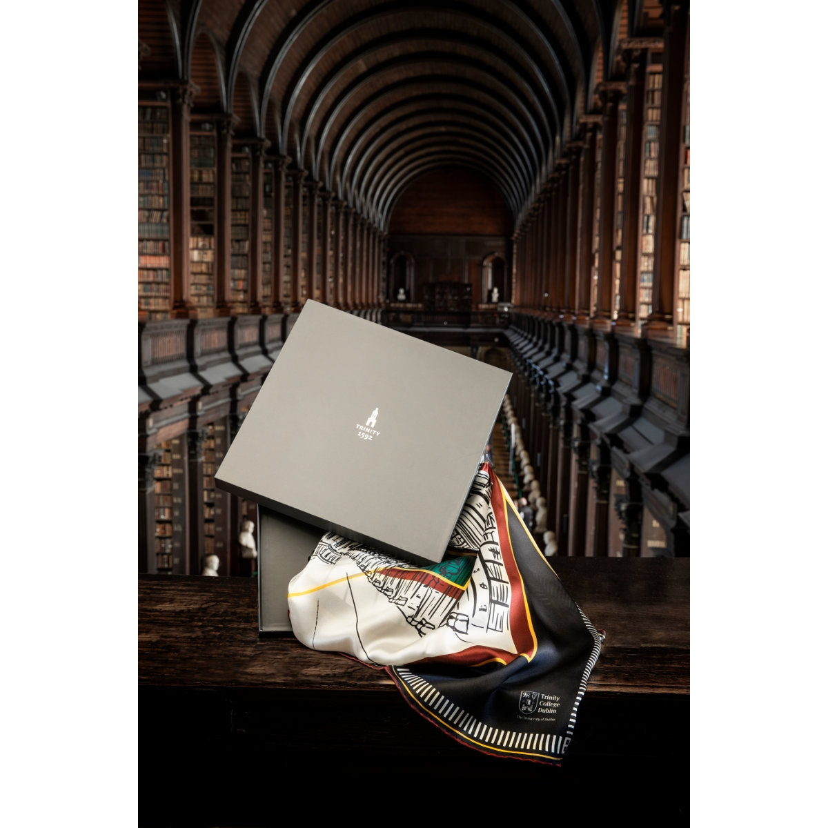 Trinity College Dublin Long Room Architecture Silk Scarf