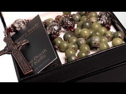 Book of Kells Connemara Marble Rosary in Presentation Box