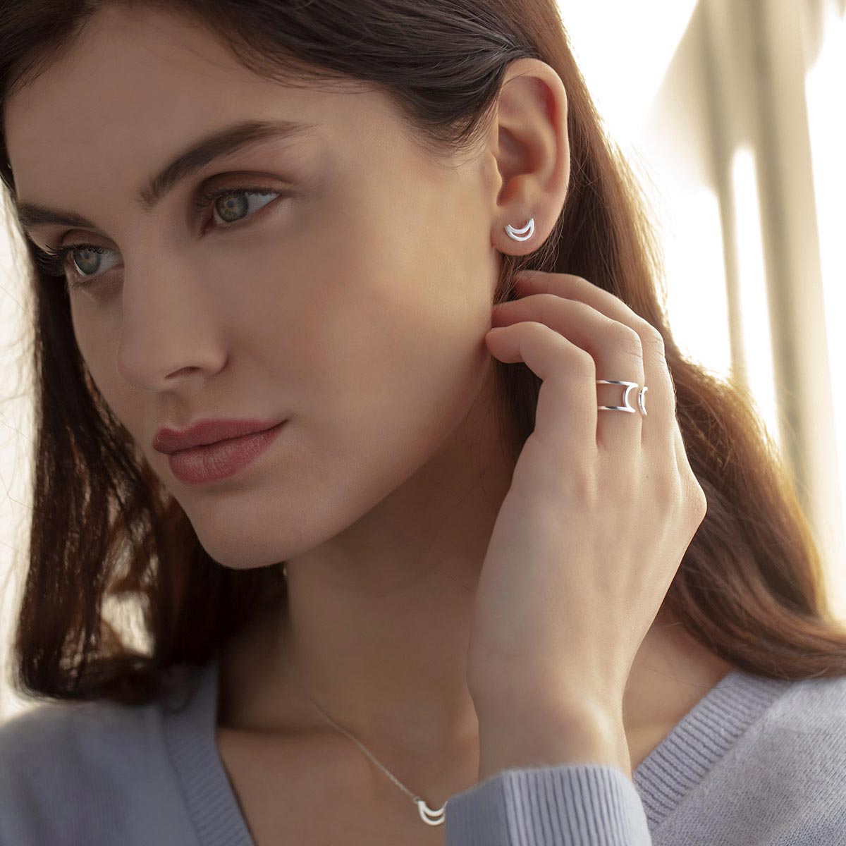 Trinity College Dublin Sterling Silver Stud Earrings Long Room Modern