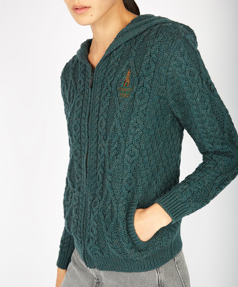 Traditional Aran Zipped Hooded Jacket