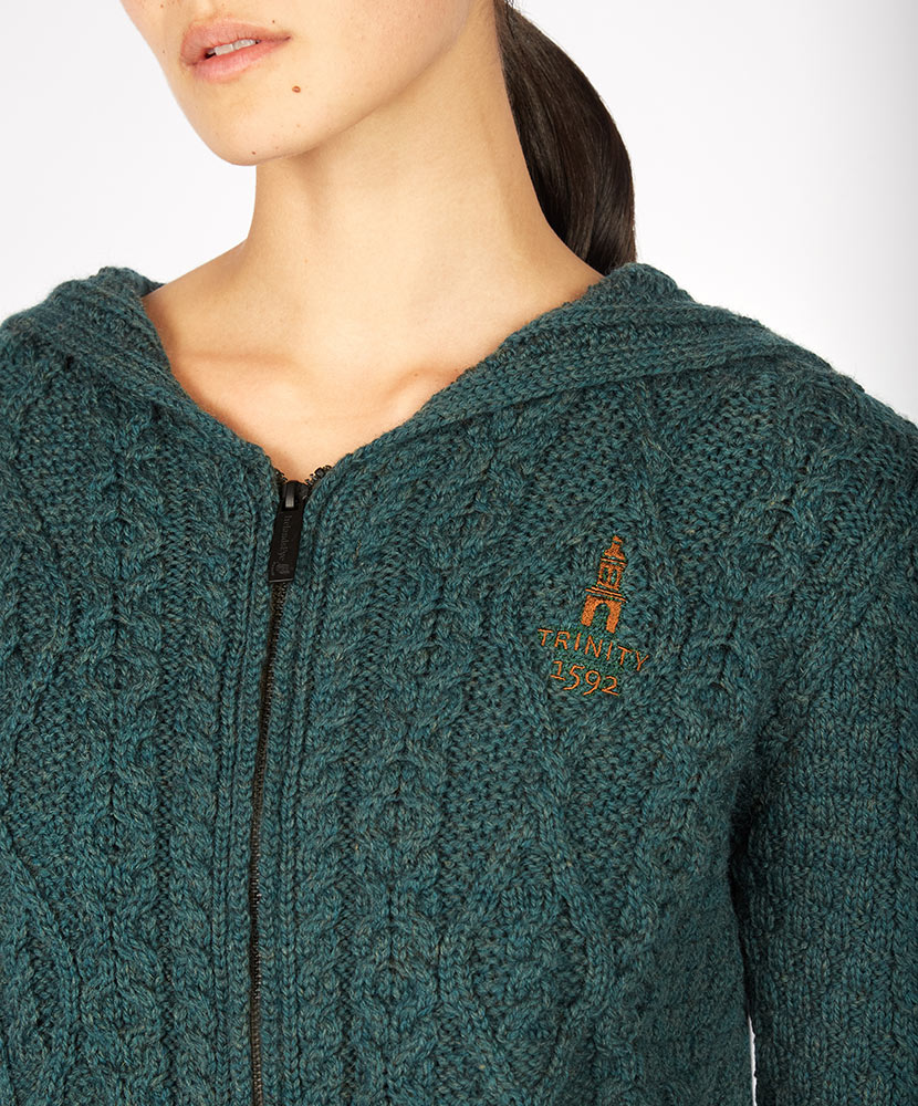 Traditional Aran Zipped Hooded Jacket