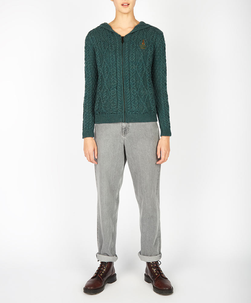 Traditional Aran Zipped Hooded Jacket