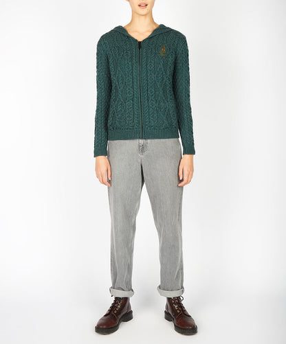 Traditional Aran Zipped Hooded Jacket