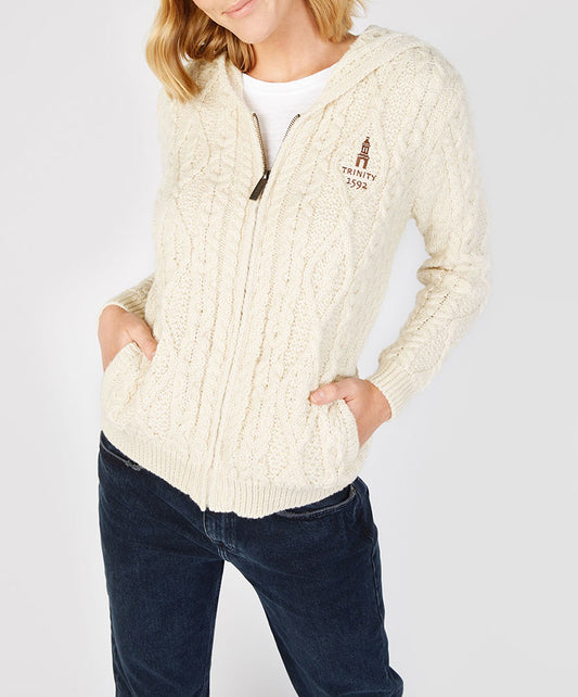 Traditional Aran Zipped Hooded Jacket