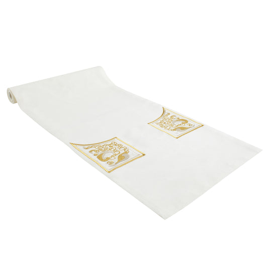 Book of Kells Pavo Table Runner Irish Linen White