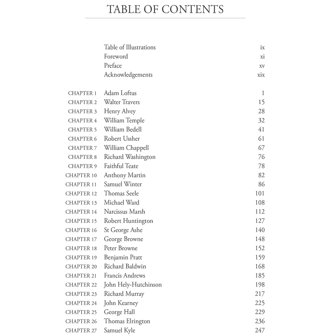 Trinity College Dublin:The Provosts 1592- 1927