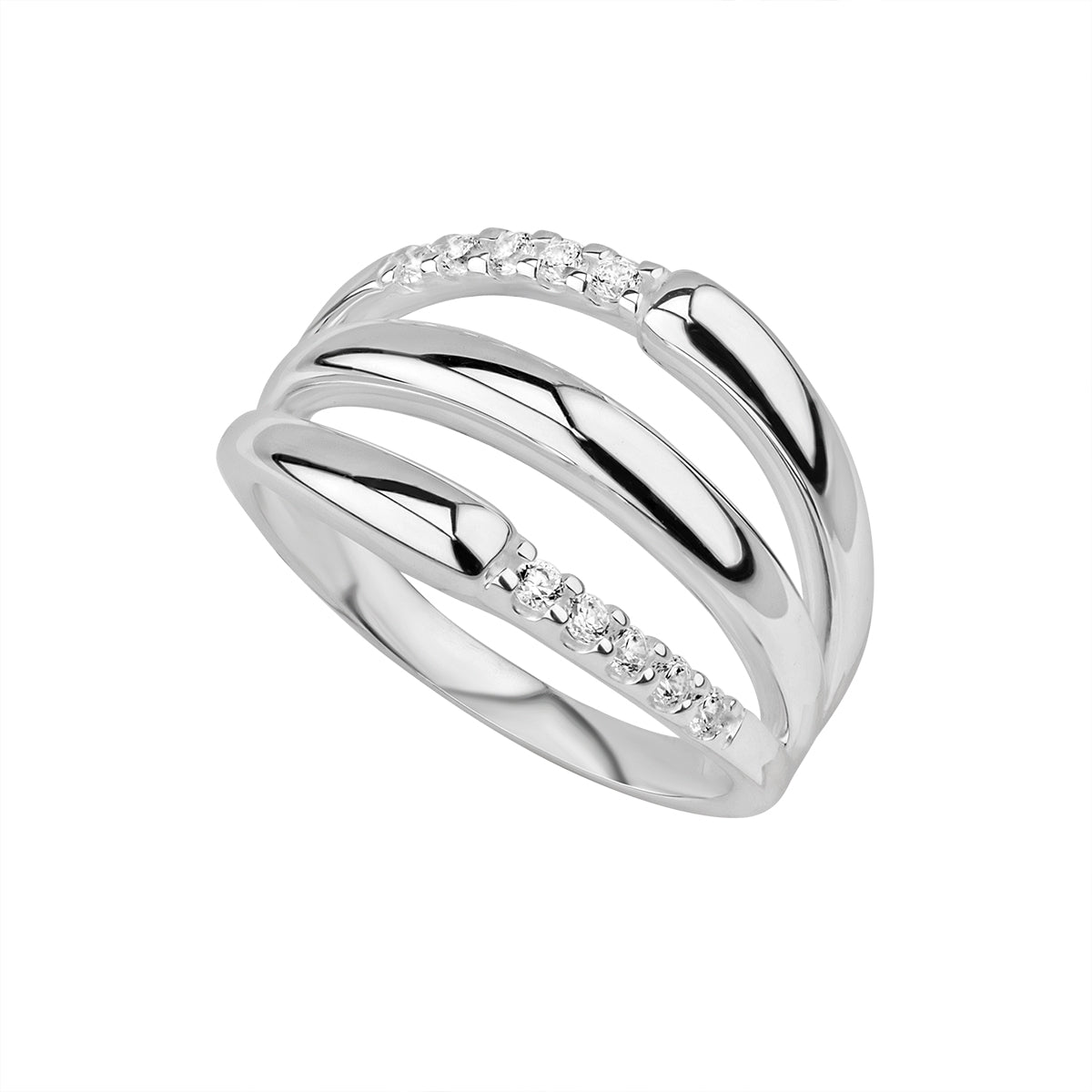 Sterling Silver Long Room Inspired Crystal Set Ring