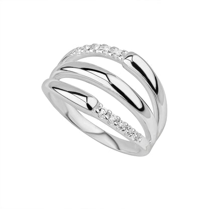 Sterling Silver Long Room Inspired Crystal Set Ring