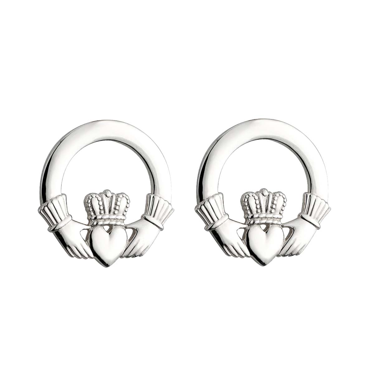 Silver Large Claddagh Stud Earrings