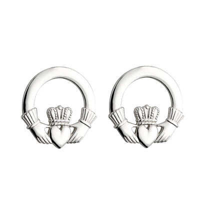 Silver Large Claddagh Stud Earrings