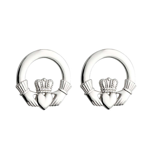 Silver Large Claddagh Stud Earrings