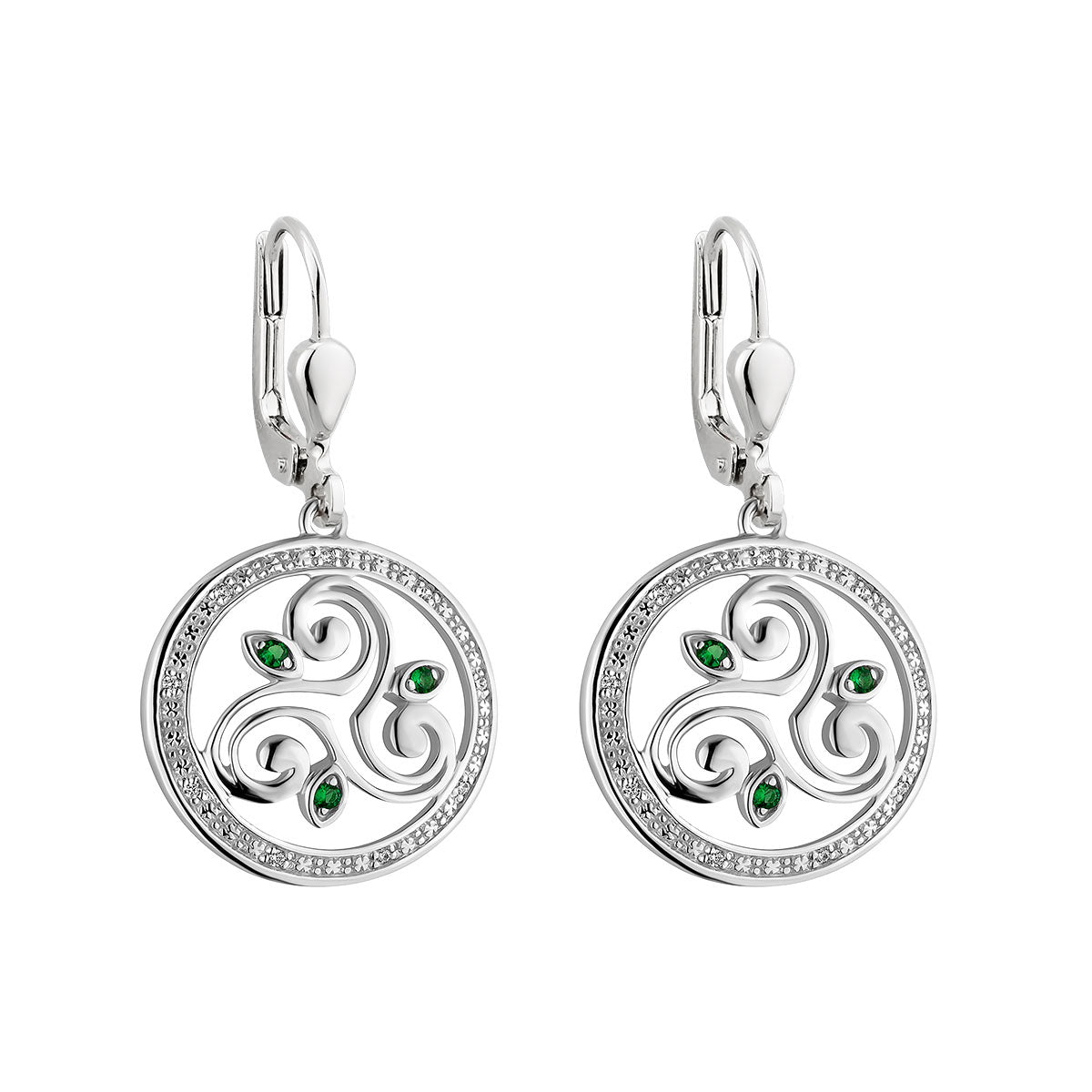 Solvar Sterling Silver Crystal Spiral Circle Earrings
