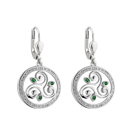 Solvar Sterling Silver Crystal Spiral Circle Earrings