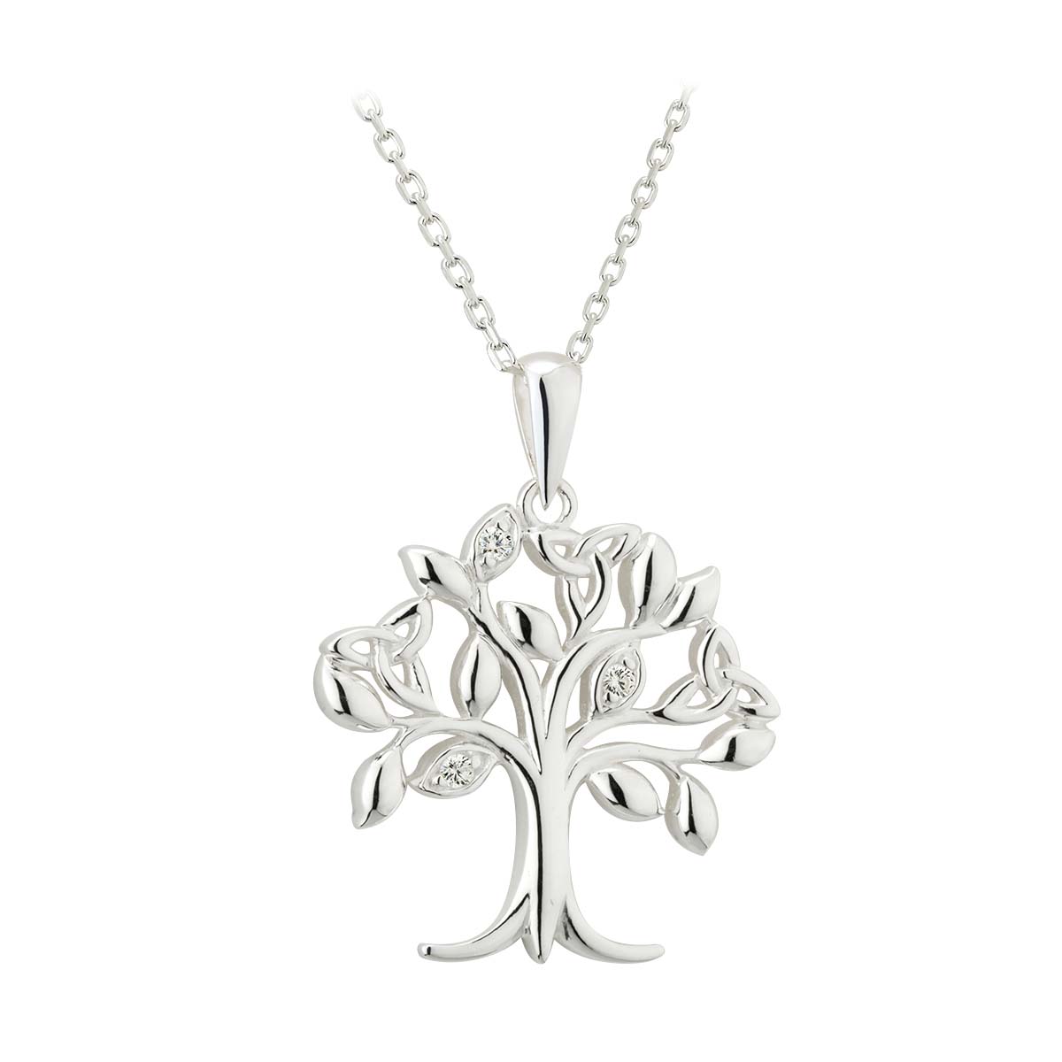 Silver Crystal Set Tree of Life Pendant