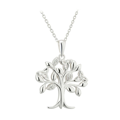 Silver Crystal Set Tree of Life Pendant