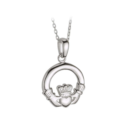Silver Small Heavy Claddagh Pendant
