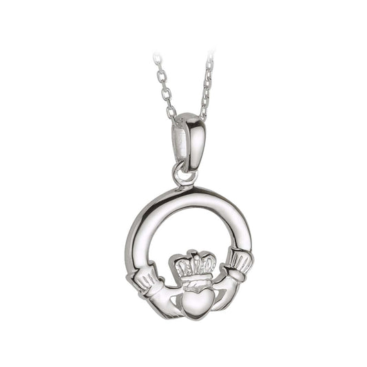 Silver Small Heavy Claddagh Pendant
