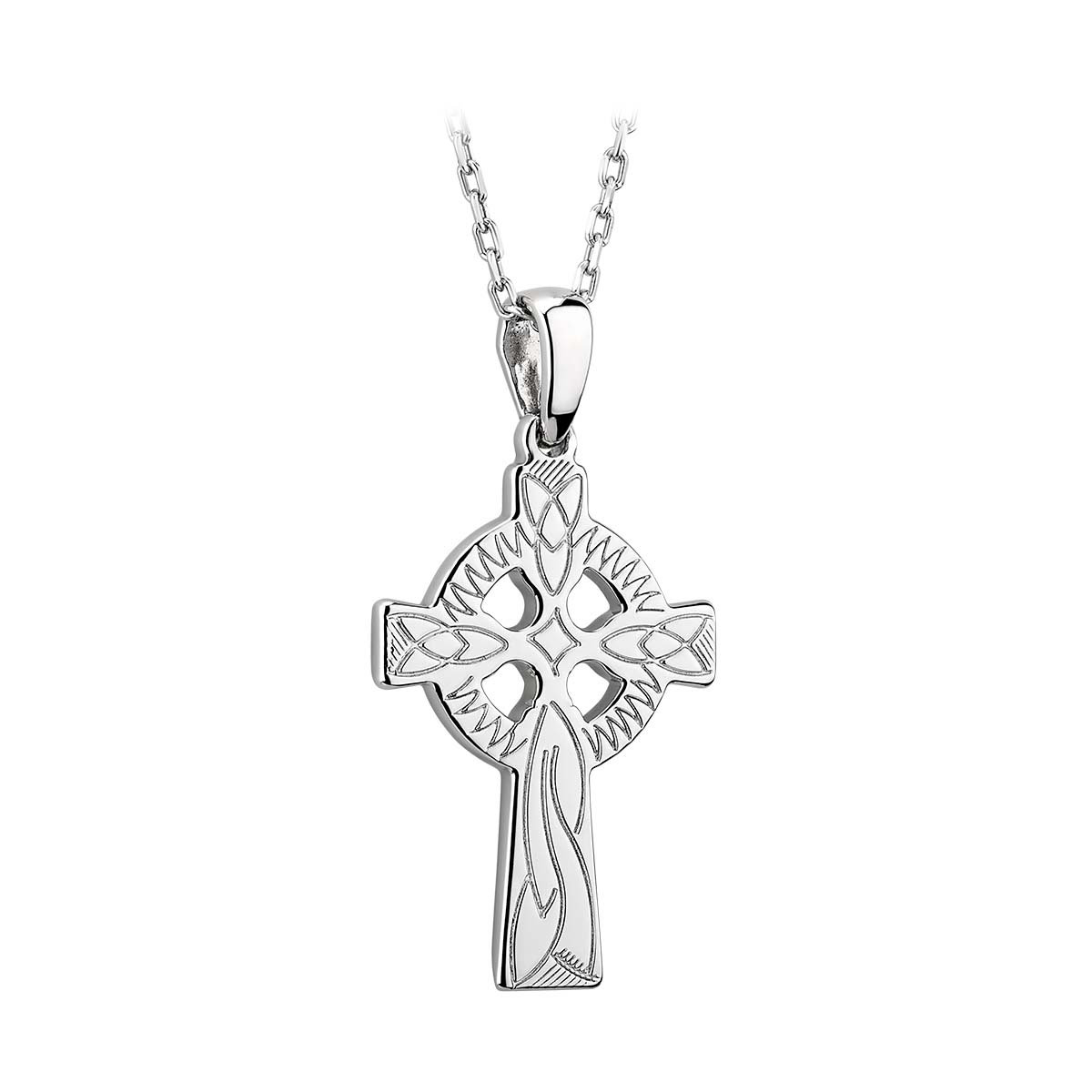 Sterling Silver Engraved Celtic Cross