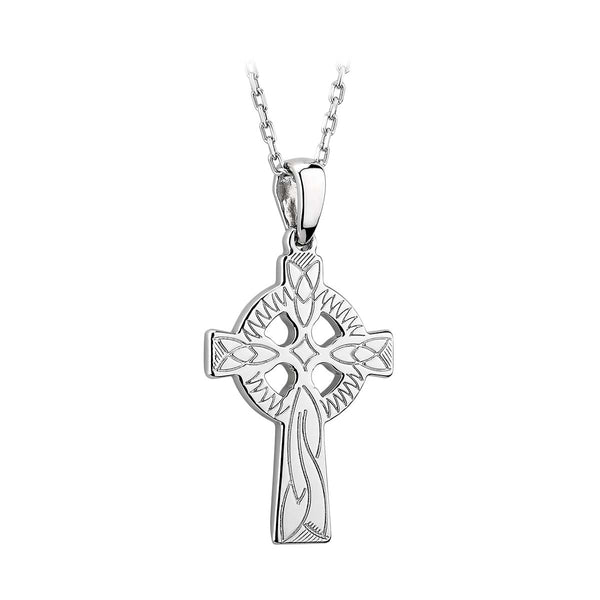 Sterling Silver Engraved Celtic Cross