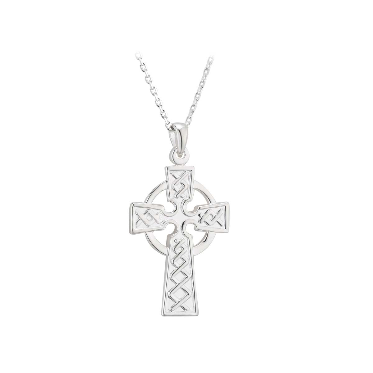 Silver 21mm Embossed Celtic Cross Pendant