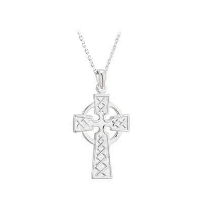 Silver 21mm Embossed Celtic Cross Pendant