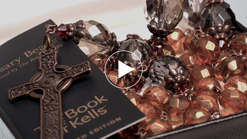 Book of Kells Amber Rosary in Presentation Box