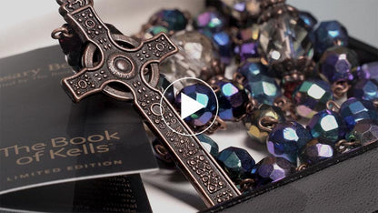 Book of Kells Purple Rosary in Presentation Box