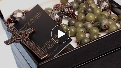 Book of Kells Connemara Marble Rosary in Presentation Box
