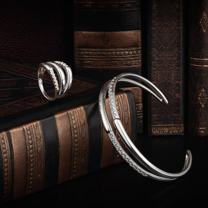 Sterling Silver Long Room Inspired Bangle