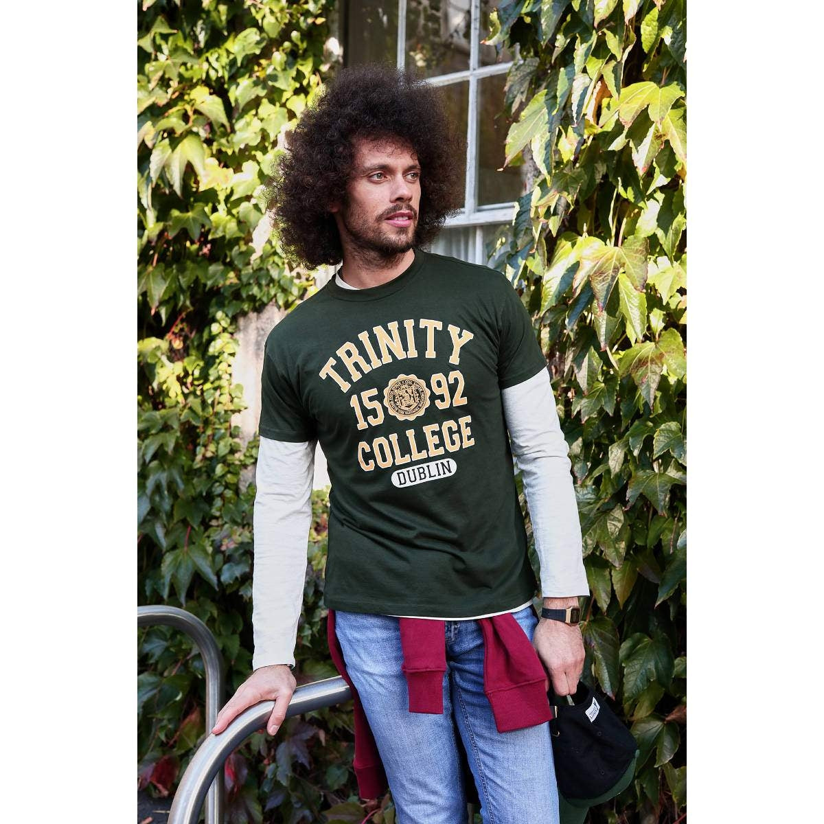 Trinity College Dublin 1592 T-Shirt Bottle Green & Mustard