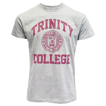 Trinity College Dublin Crest T-Shirt Grey Marl & Burgundy
