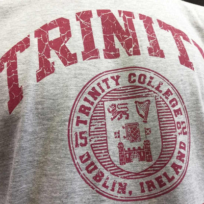 Trinity College Dublin Crest T-Shirt Grey Marl & Burgundy