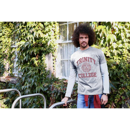Trinity College Dublin Crest T-Shirt Grey Marl & Burgundy
