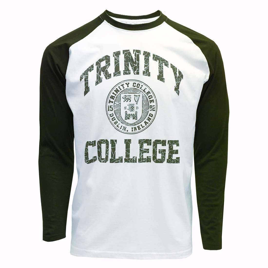 Trinity College Dublin Long Sleeve T-Shirt White & Bottle Green