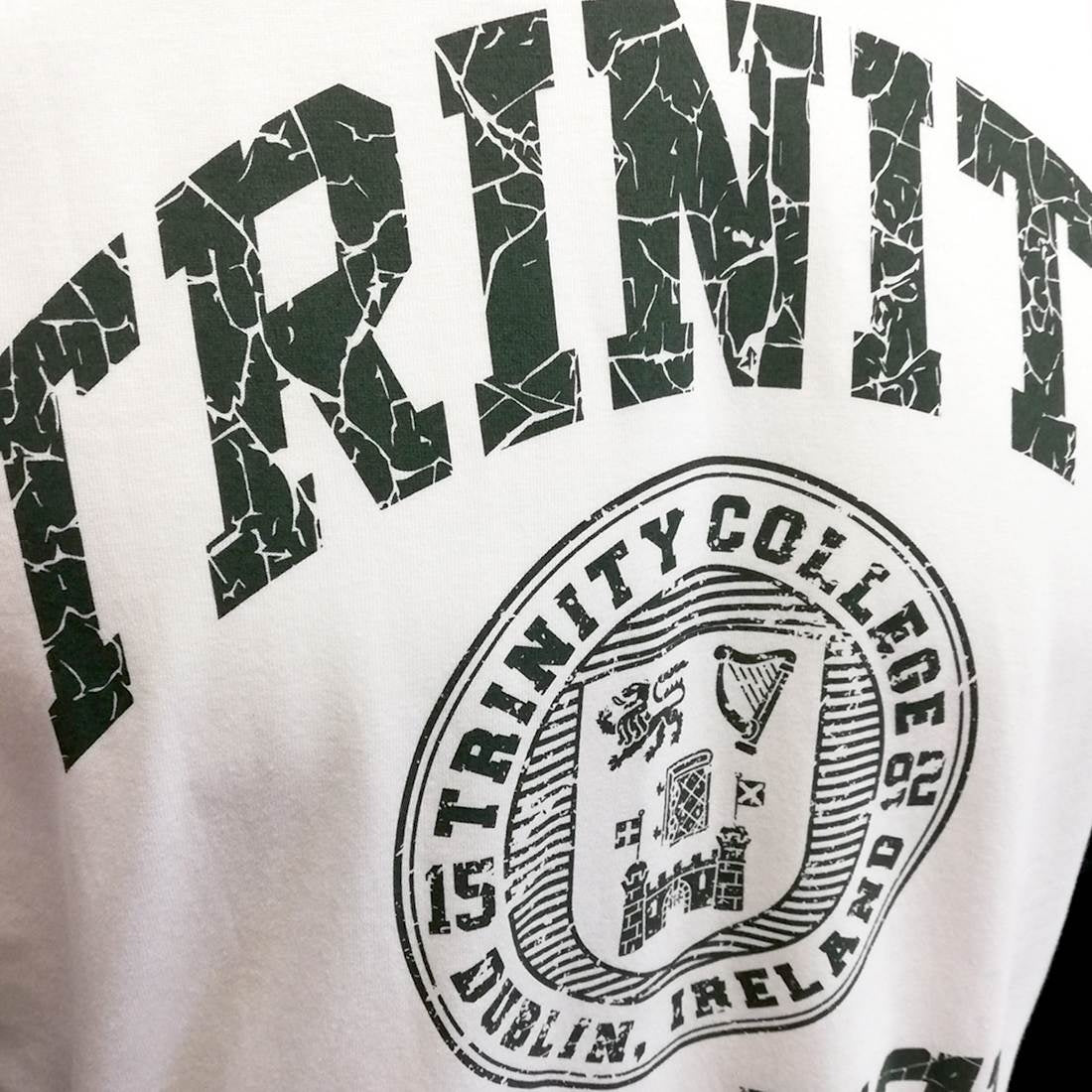 Trinity College Dublin Long Sleeve T-Shirt White & Bottle Green