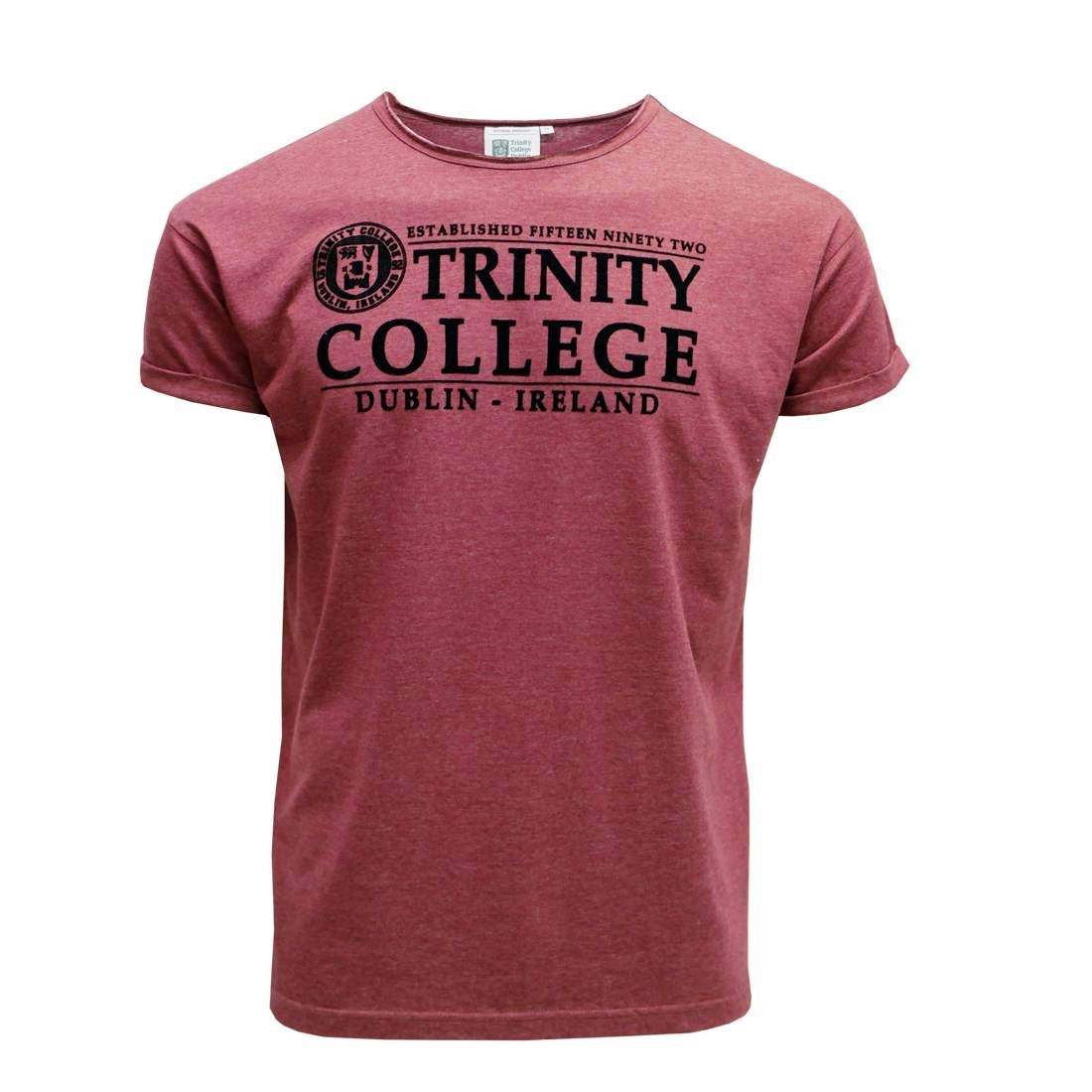 Trinity College Dublin Flock T-Shirt Burgundy Marl
