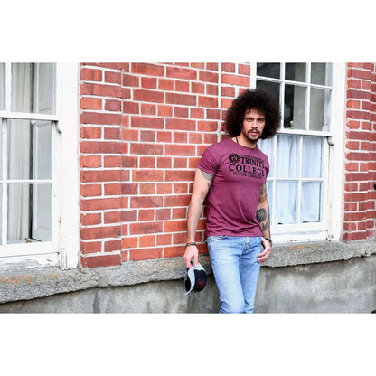 Trinity College Dublin Flock T-Shirt Burgundy Marl