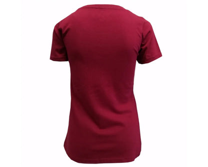 Trinity College Dublin Crest Ladies T-Shirt Burgundy & White