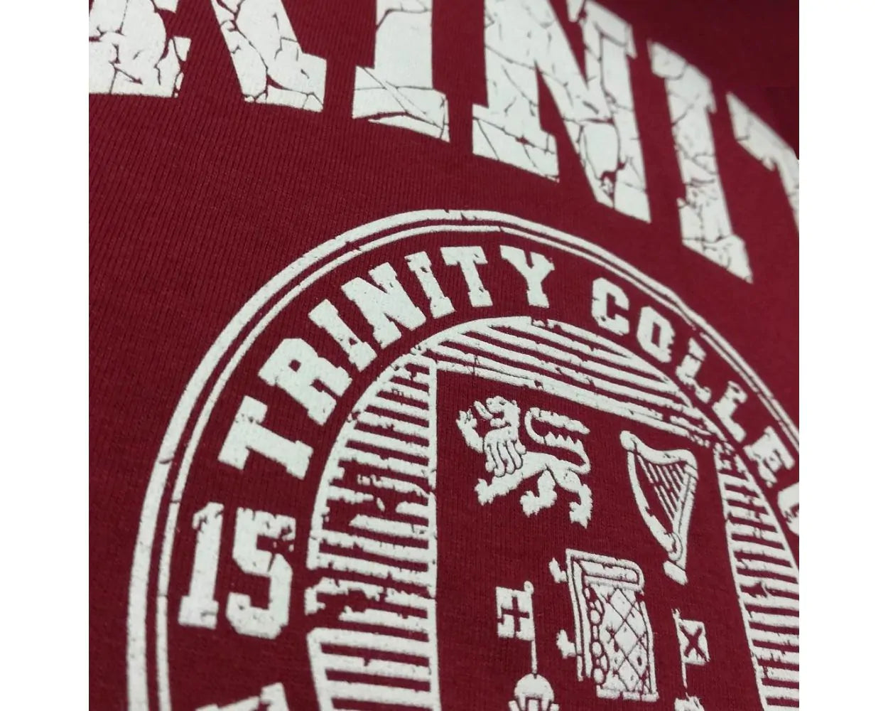 Trinity College Dublin Crest Ladies T-Shirt Burgundy & White