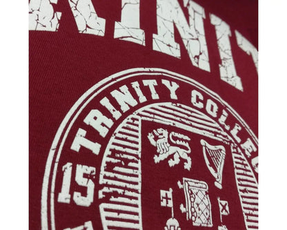 Trinity College Dublin Crest Ladies T-Shirt Burgundy & White