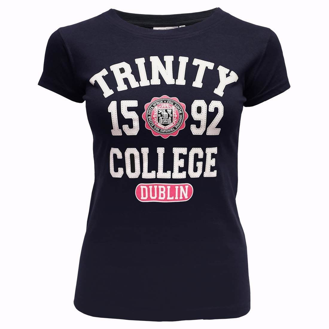 Trinity College Dublin 1592 Ladies T-Shirt Navy & Pink