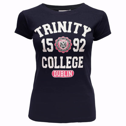 Trinity College Dublin 1592 Ladies T-Shirt Navy & Pink