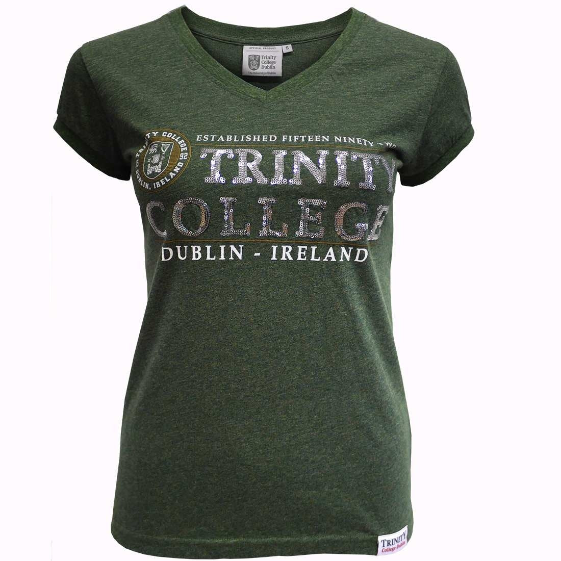 Trinity College Dublin Sequin Ladies T-Shirt Moss Slub