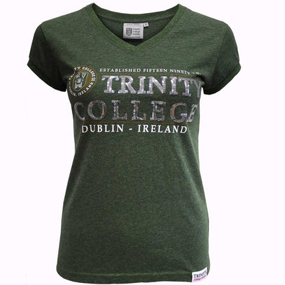 Trinity College Dublin Sequin Ladies T-Shirt Moss Slub